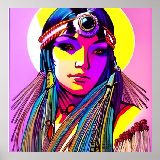 Mooi Native American Vrouw Poster (Voorkant)