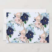 Mooi Navy & Blush Floral Baby shower Kaart (Achterkant)