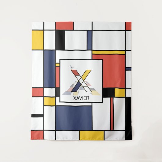 Mooi Neoplasticisme Kunst Monogram. Letter X Wandkleed (Voorkant)