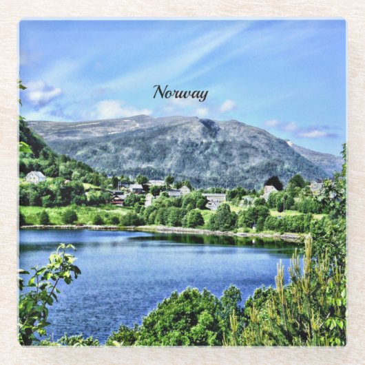 Mooi Noorwegen Glazen Onderzetter (Voorkant)