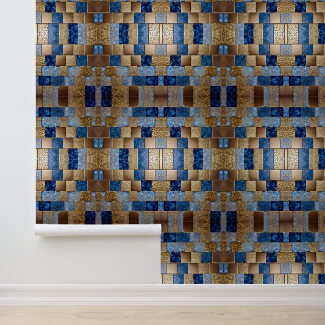 Mooi Ocean Blue Gold Populair Collectie Behang (Applicatie)