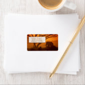 Mooi olifant silhouet & zonsondergang etiket (Insitu)