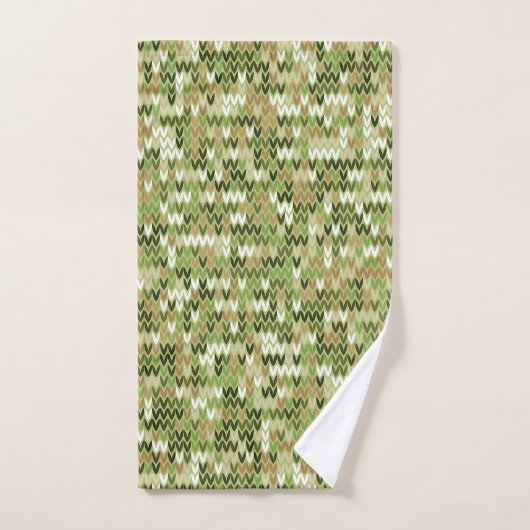 Mooi oma gebreid patroon in groene olijf kleur bad handdoek (Handdoek)