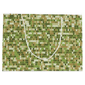 Mooi oma gebreid patroon in groene olijf kleur groot cadeauzakje (Achterkant)