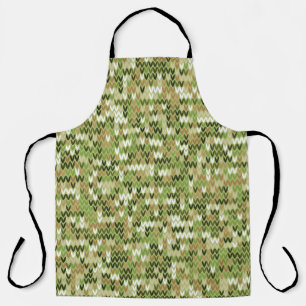 Mooi oma gebreid patroon in groene olijf kleur schort