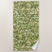 Mooi oma gebreid patroon in groene olijf kleur strandlaken (Voorkant)