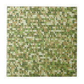 Mooi oma gebreid patroon in groene olijf kleur tegeltje (Voorkant)