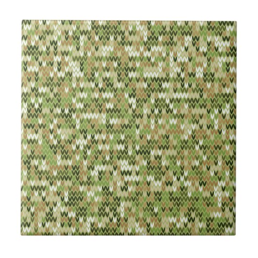 Mooi oma gebreid patroon in groene olijf kleur tegeltje (Voorkant)