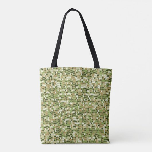 Mooi oma gebreid patroon in groene olijf kleur tote bag (Achterkant)
