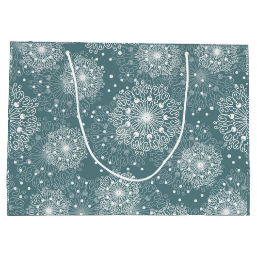 mooi omslagpapier met sneeuwvlokken in de winter groot cadeauzakje (Achterkant)