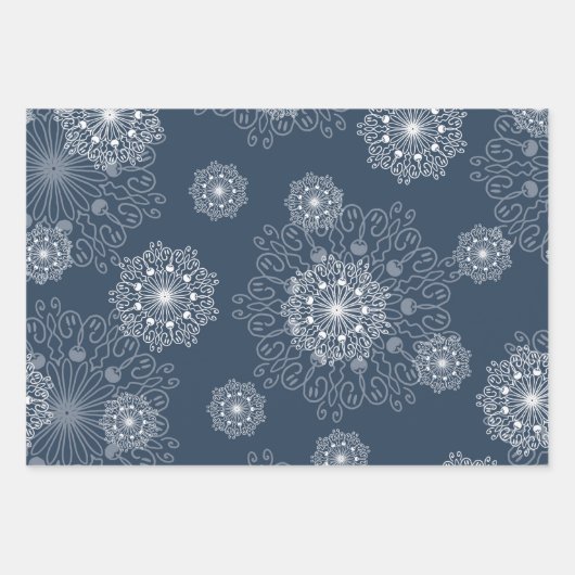 mooi omslagpapier met sneeuwvlokken in de winter inpakpapier vel (Voorkant 3)