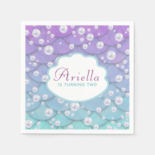 Mooi Onder het Zee Zeemeermin Verjaardag Servet (Voorkant)