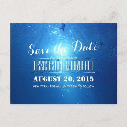 Mooi onder Zee Blue Wedding Save the Date Aankondigingskaart (Voorkant)