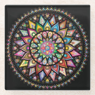 Mooi Onderzetter. Mandala ontwerp. Glazen Onderzetter