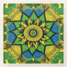 Mooi Onderzetter. Mandala ontwerp. Glazen Onderzetter