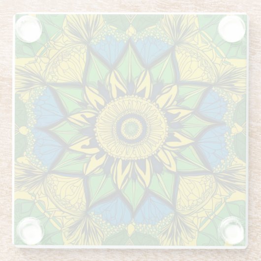 Mooi Onderzetter. Mandala ontwerp. Glazen Onderzetter (Achterkant)