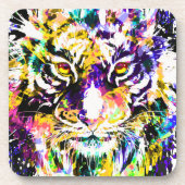 Mooi Onderzetter Tiger | Kleurrijke tijgerOnderzet (Voorkant)