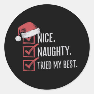 Mooi ondeugend geprobeerd mijn beste kerstlijst Xm Ronde Sticker
