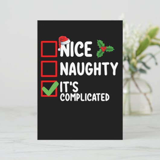 Mooi ondeugend Het is ingewikkeld Kerstlijstdeksel Kaart (Staand voorkant)