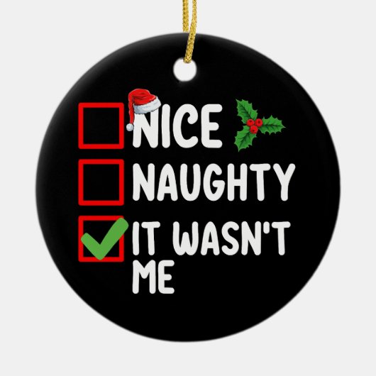Mooi ondeugend Het was niet mij Kerstlijst familie Keramisch Ornament (Voorkant)