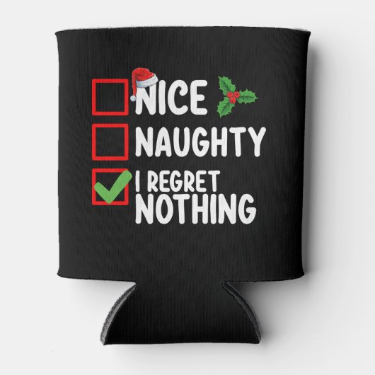 Mooi ondeugend Ik heb spijt van niets Kerstmis lij Blikjeskoeler (Voorkant)