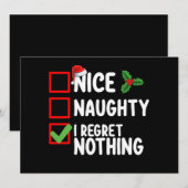 Mooi ondeugend Ik heb spijt van niets Kerstmis lij Kaart (Voorkant / Achterkant)