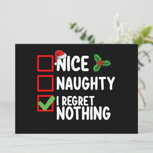 Mooi ondeugend Ik heb spijt van niets Kerstmis lij Kaart (Staand voorkant)