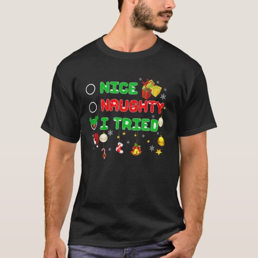 Mooi ondeugend Ik probeerde Grappige Kerstmis Pyja T-shirt (Voorkant)