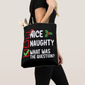 Mooi ondeugend wat was de vraag kerstlijst tote bag (Dichtbij)