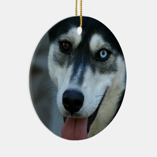 Mooi One Blue Eye Siberian Husky Keramisch Ornament (Rechts)