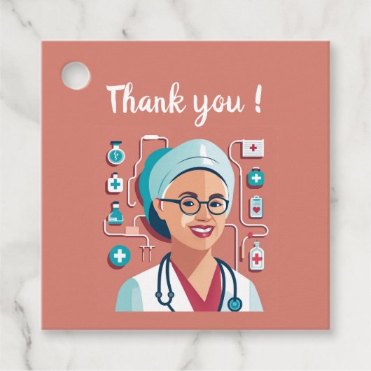Mooi ontwerp om de verpleegkundigen te bedanken bedankjes labels (Voorkant)