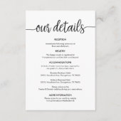Mooi Onze bruiloft details, rustieke zwarte inkt Informatiekaartje (Voorkant)