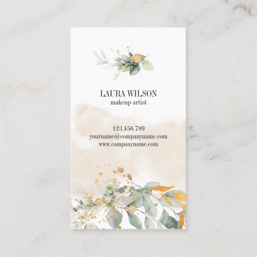 Mooi Oog met groen Waterverf Bloemen Visitekaartje (Achterkant)