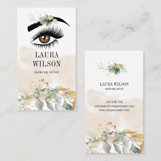 Mooi Oog met groen Waterverf Bloemen Visitekaartje (Voorkant / Achterkant)