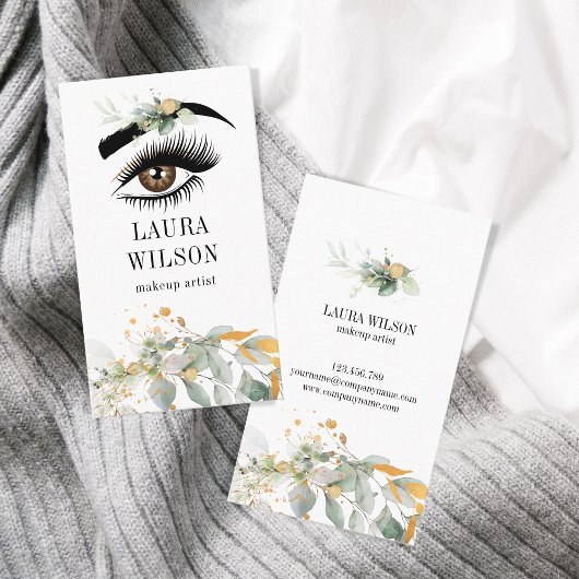 Mooi Oog met groen Waterverf Bloemen Visitekaartje