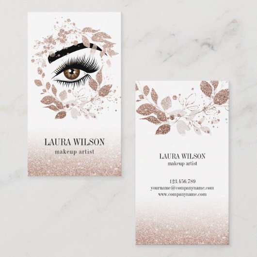 Mooi Oog met Roos Gouden Waterverf Bloemen Visitekaartje (Voorkant / Achterkant)