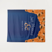 Mooi Oranje Roos en Navy Blue IV Wandkleed (Voorkant (horizontaal))