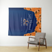 Mooi Oranje Roos en Navy Blue IV Wandkleed (In Situ (horizontaal))