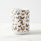 Mooi Oranje Vlinders Aangepaste Naam Koffiemok (Center)