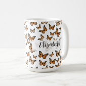 Mooi Oranje Vlinders Aangepaste Naam Koffiemok (Voorkant rechts)
