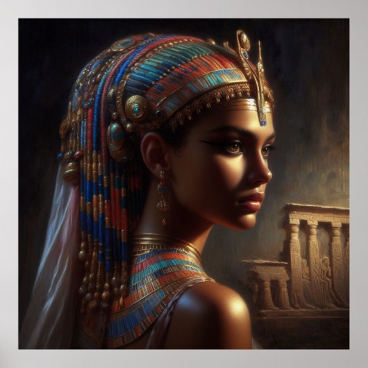 Mooi oud Egyptisch koningin portret Poster (Voorkant)