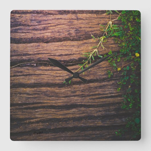 Mooi oud hout vierkante klok (Voorkant)