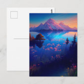 Mooi Overvlogen meer met majestueuze bergen Briefkaart (Voorkant / Achterkant)