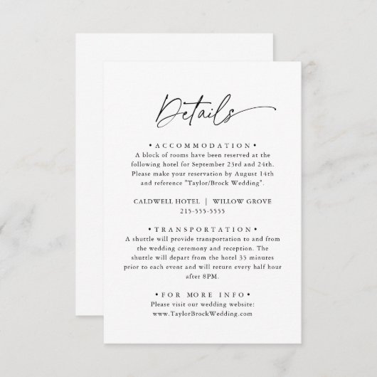 Mooi paar lettertype duo informatiekaartje (Voorkant / Achterkant)