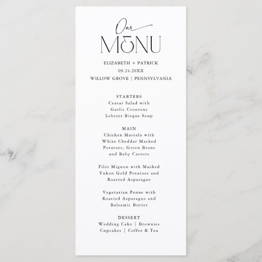 Mooi paar lettertype duo menu (Voorkant)