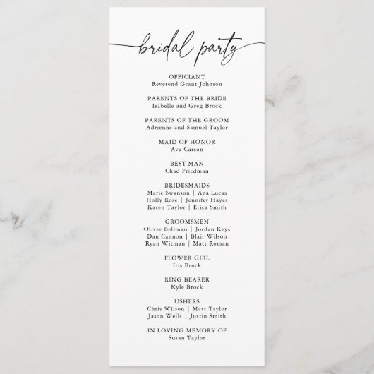 Mooi paar lettertype duo programmakaart (Achterkant)