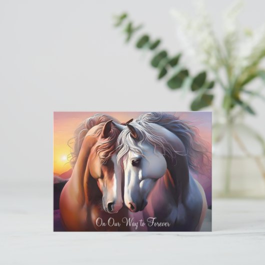 Mooi Paar Paarden Forever Jubileum Briefkaart (Staand voorkant)