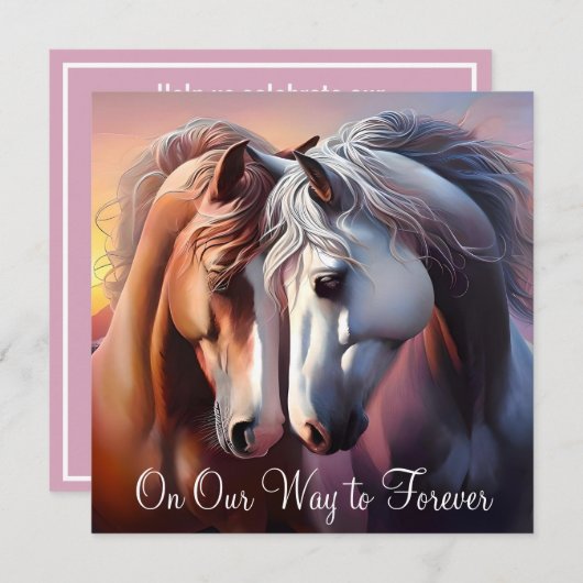 Mooi Paar Paarden Forever Jubileum Kaart (Voorkant / Achterkant)
