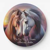 Mooi Paar Paarden Forever Jubileum Papieren Bordje (Voorkant)