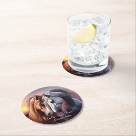 Mooi Paar Paarden Forever Jubileum Ronde Kartonnen Onderzetter